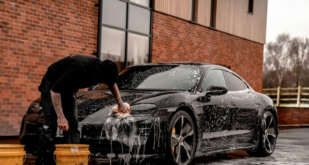 Washing car